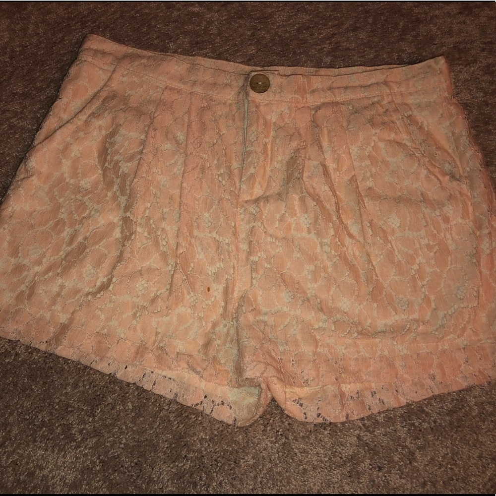 Mid- Waisted Lace Shorts